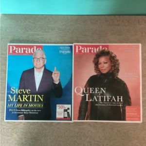 Two Parade Newspaper featuring Steve Martin and Queen Latifah